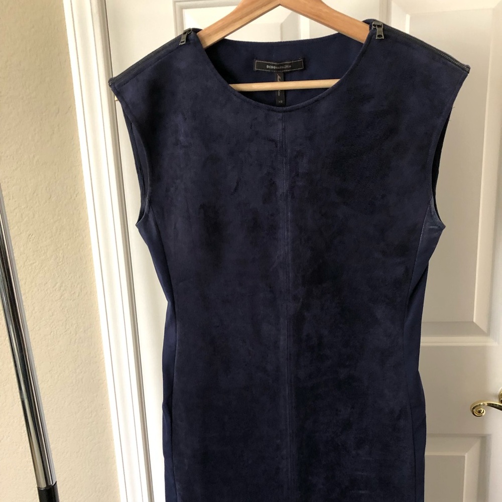 BCBG MaxAzeria Navy Blue suede dress